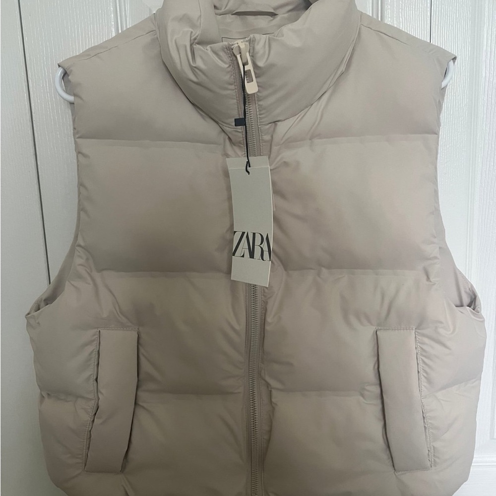 Zara Light Tan Quilted Vest